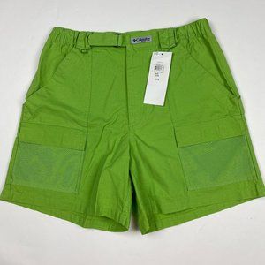 NEW Columbia PFG Cargo Shorts Mens Medium Cotton Green Fishing Hiking Outdoors